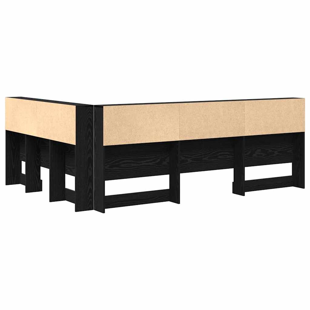 Storage Headboard with Shelf Black Oak 135 cm Engineered Wood