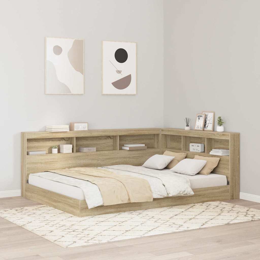 Storage Headboard with Shelf Sonoma Oak 135 cm Engineered Wood