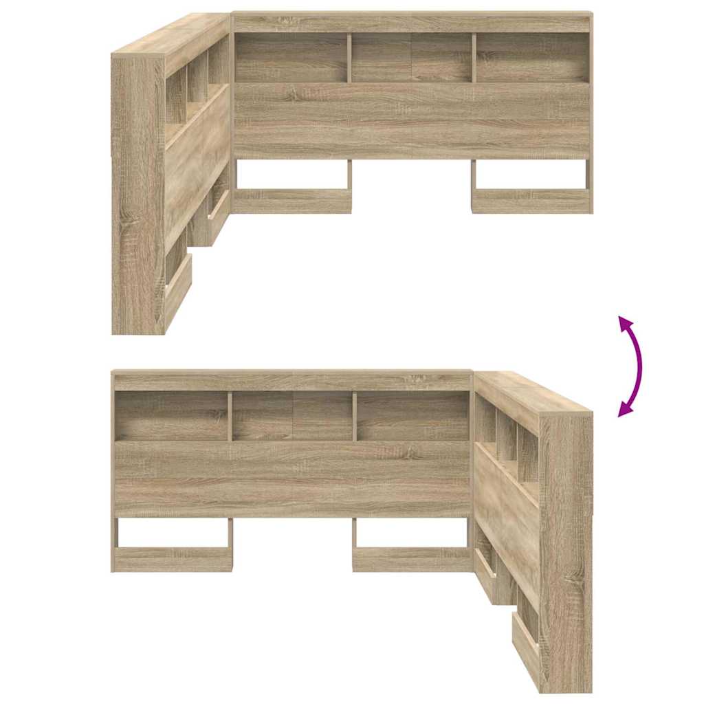 Storage Headboard with Shelf Sonoma Oak 135 cm Engineered Wood