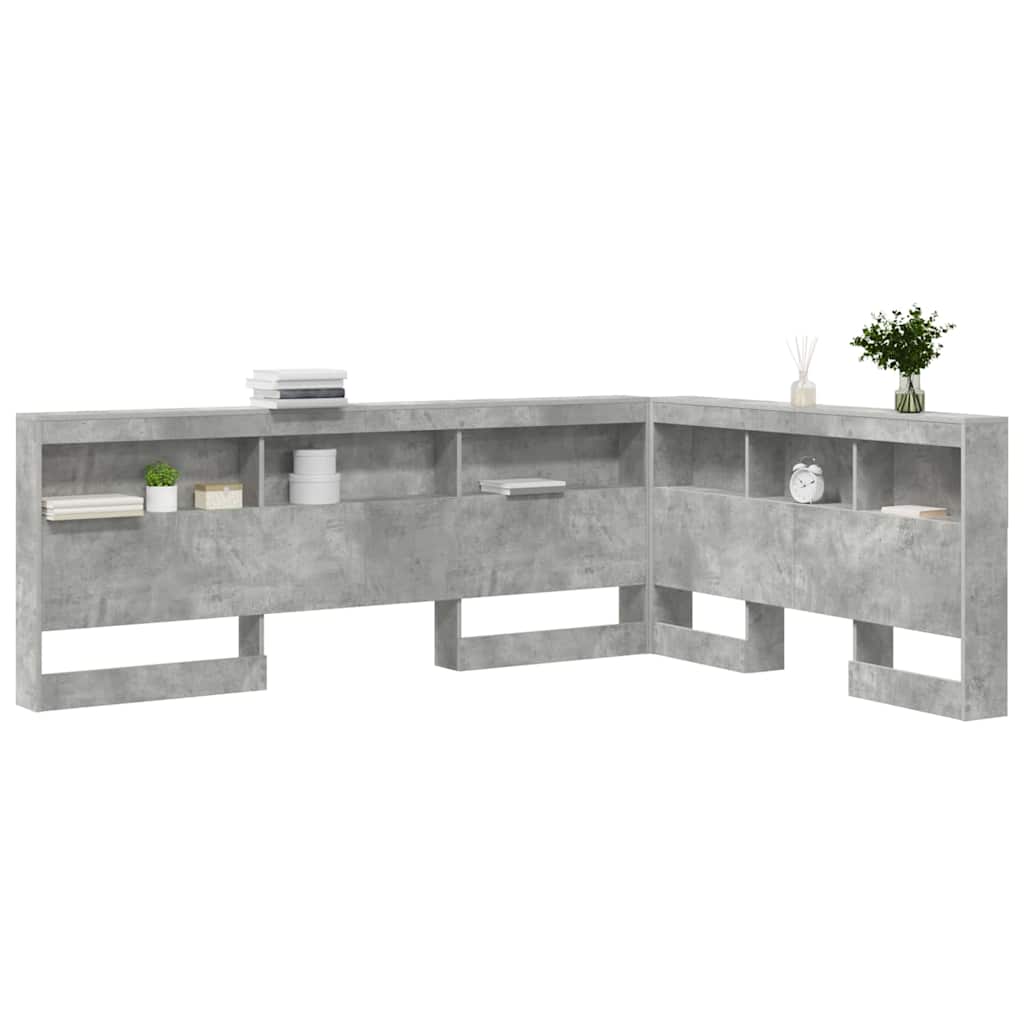 Storage Headboard Concrete Grey 135 cm Engineered Wood
