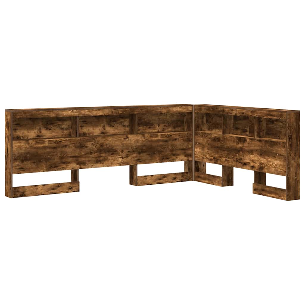 Storage Headboard with Shelf Smoked Oak 135 cm Engineered Wood