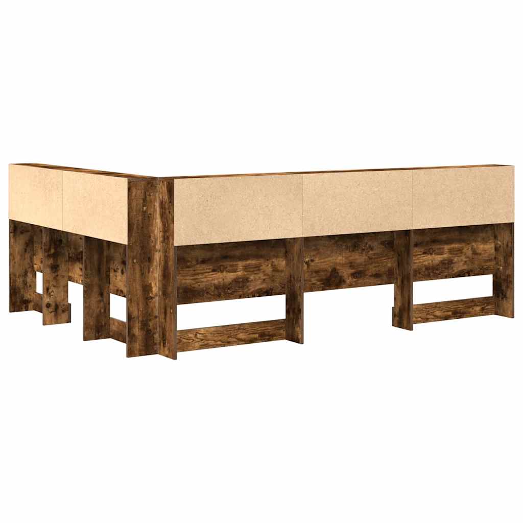 Storage Headboard with Shelf Smoked Oak 135 cm Engineered Wood