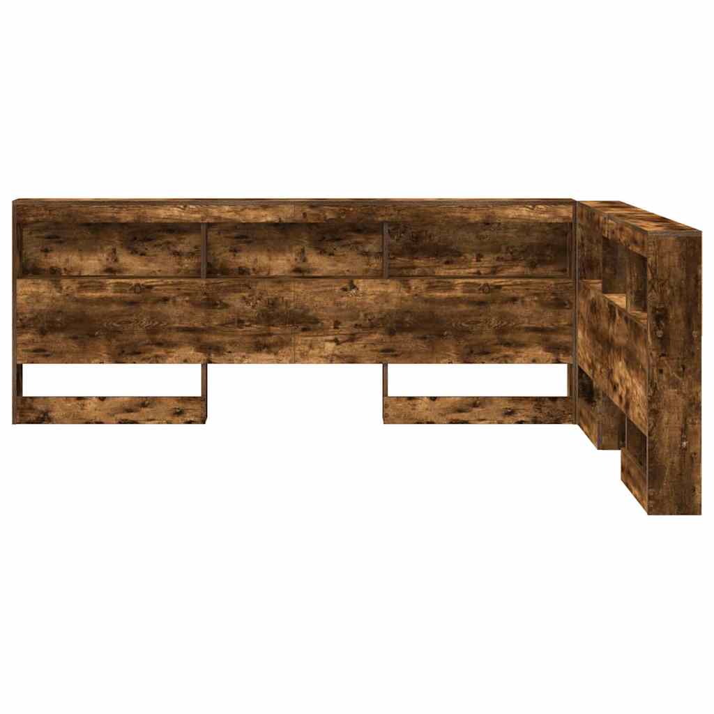 Storage Headboard with Shelf Smoked Oak 135 cm Engineered Wood