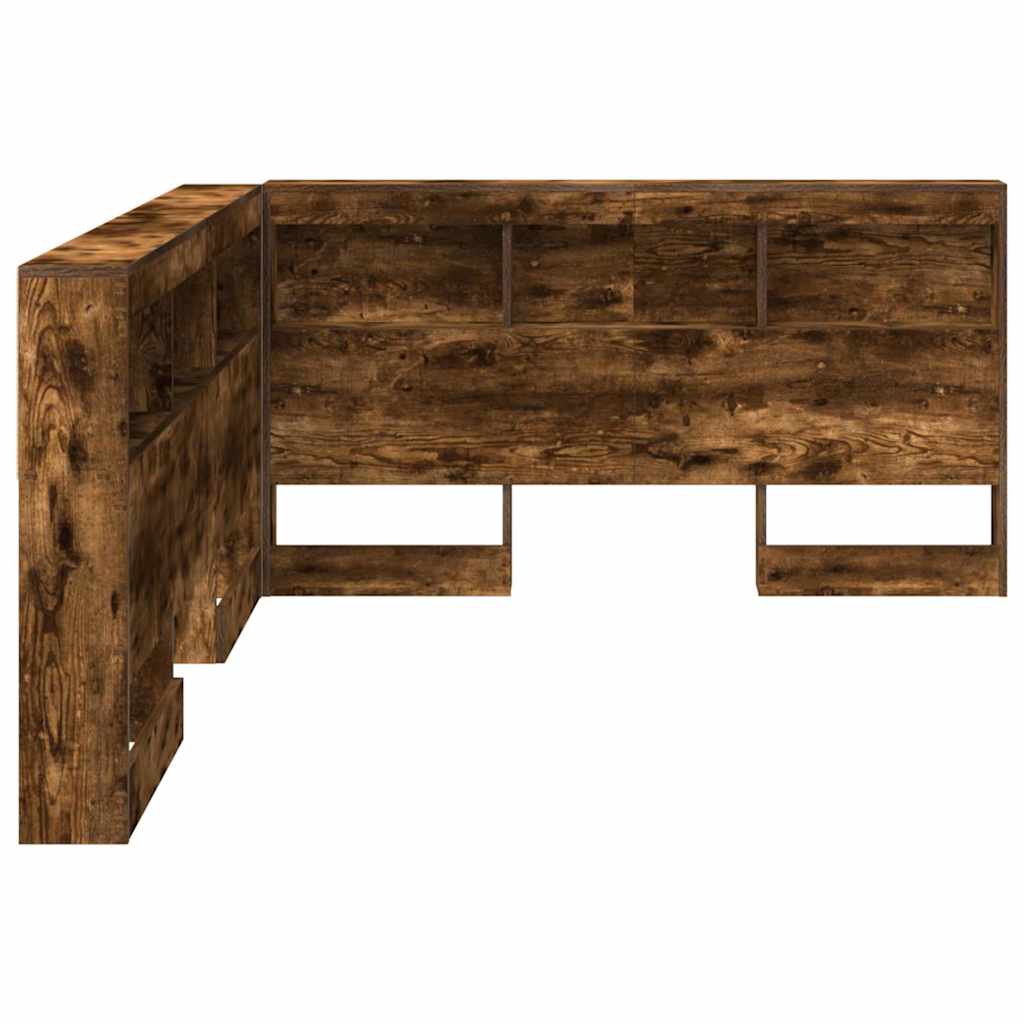 Storage Headboard with Shelf Smoked Oak 135 cm Engineered Wood