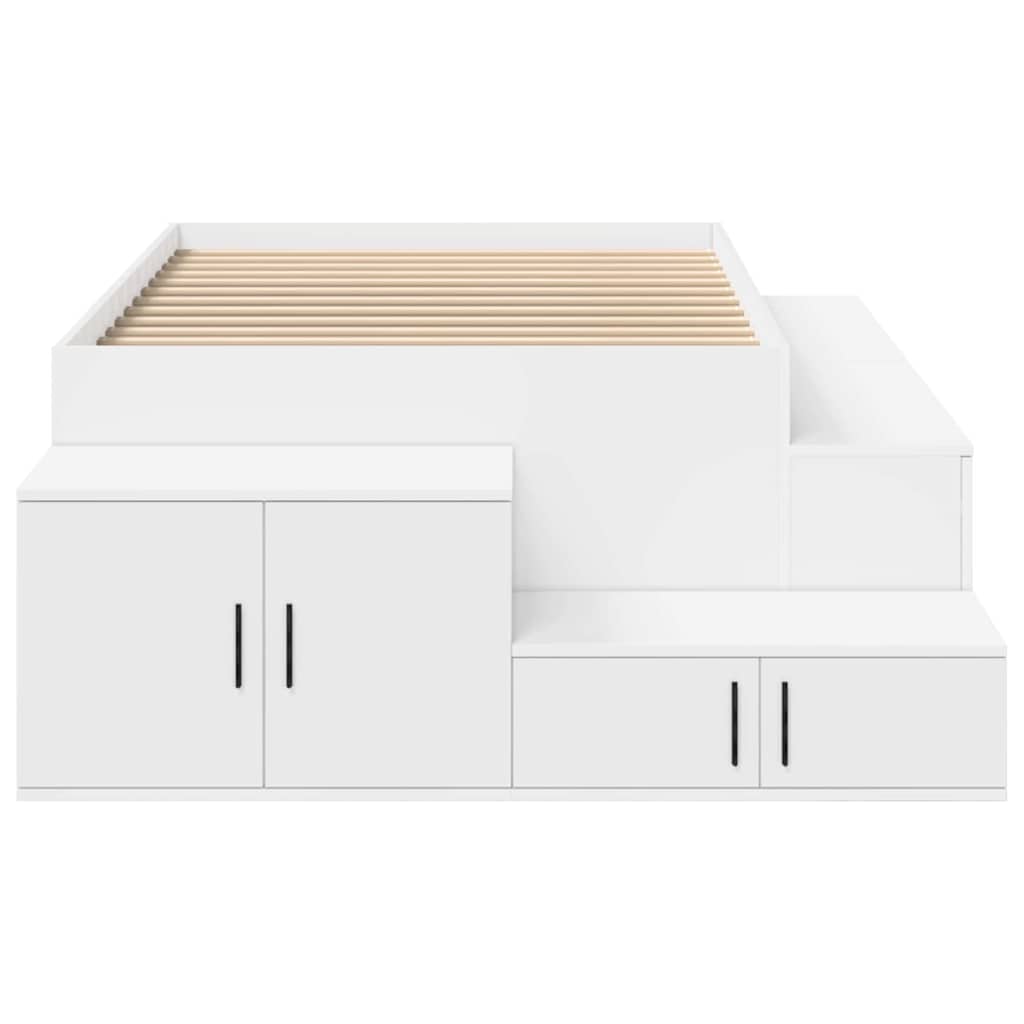 Storage Bed Frame with Storage White 80 cm Engineered Wood