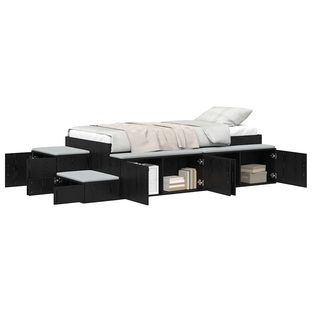 Storage Bed Frame with Storage Black Oak 80 cm Engineered Wood