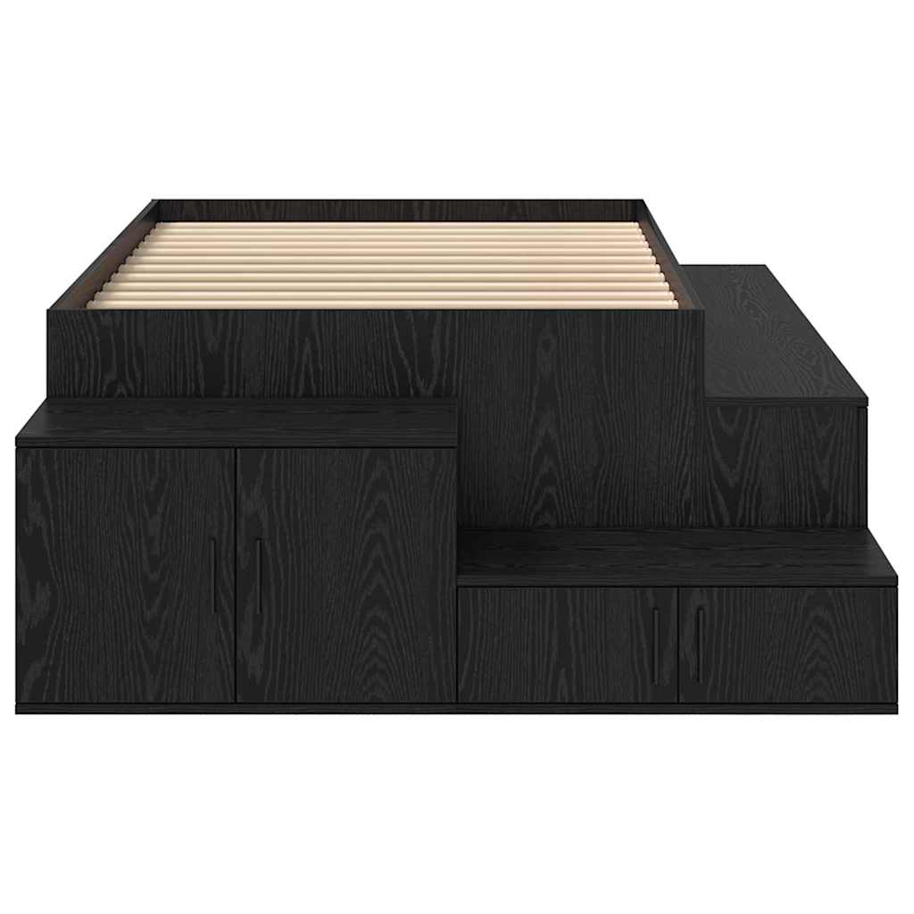 Storage Bed Frame with Storage Black Oak 80 cm Engineered Wood