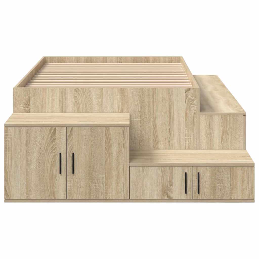 Storage Bed Frame with Storage Sonoma Oak 80 cm Engineered Wood