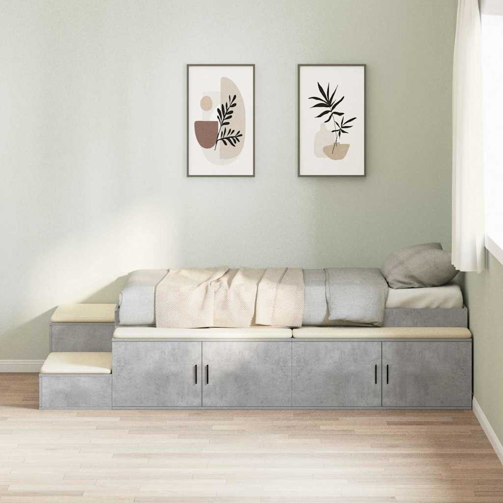 Storage Bed Frame Concrete Grey 80 cm Engineered Wood