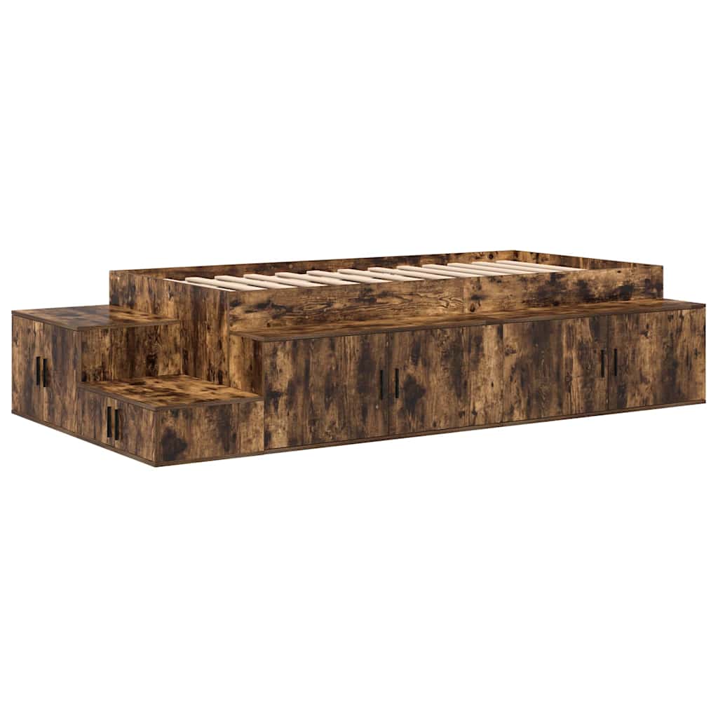 Storage Bed Frame with Storage Smoked Oak 80 cm Engineered Wood