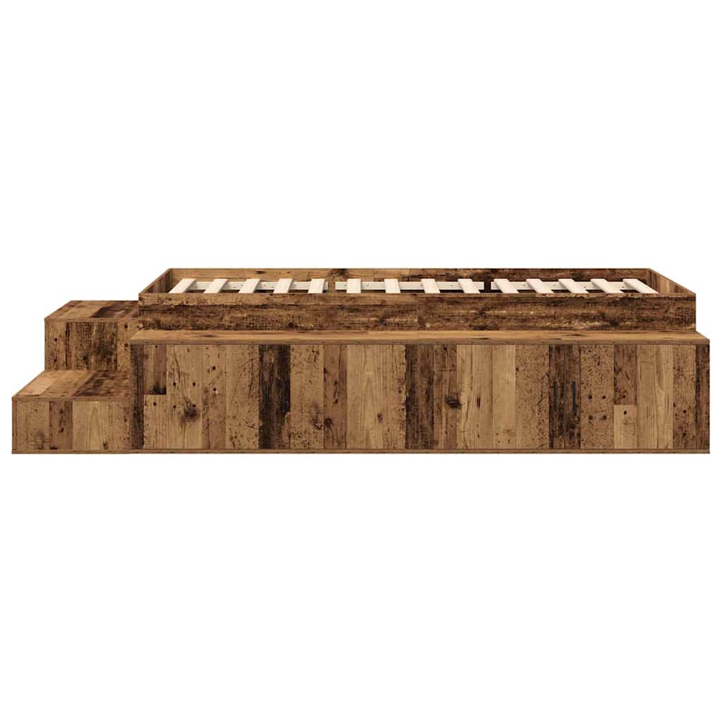 Storage Bed Frame with Storage Old Wood 80 cm Engineered Wood
