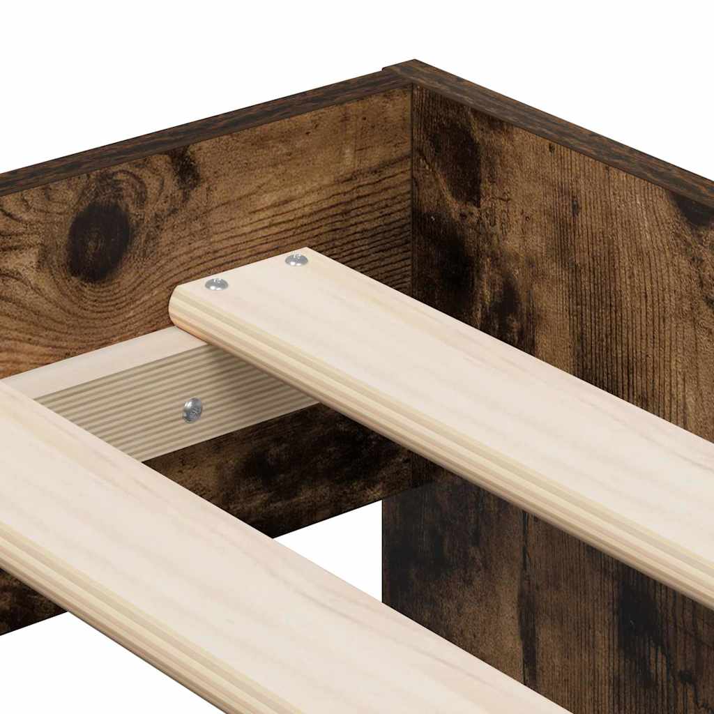 Storage Bed Frame with Storage Smoked Oak 90 cm Engineered Wood