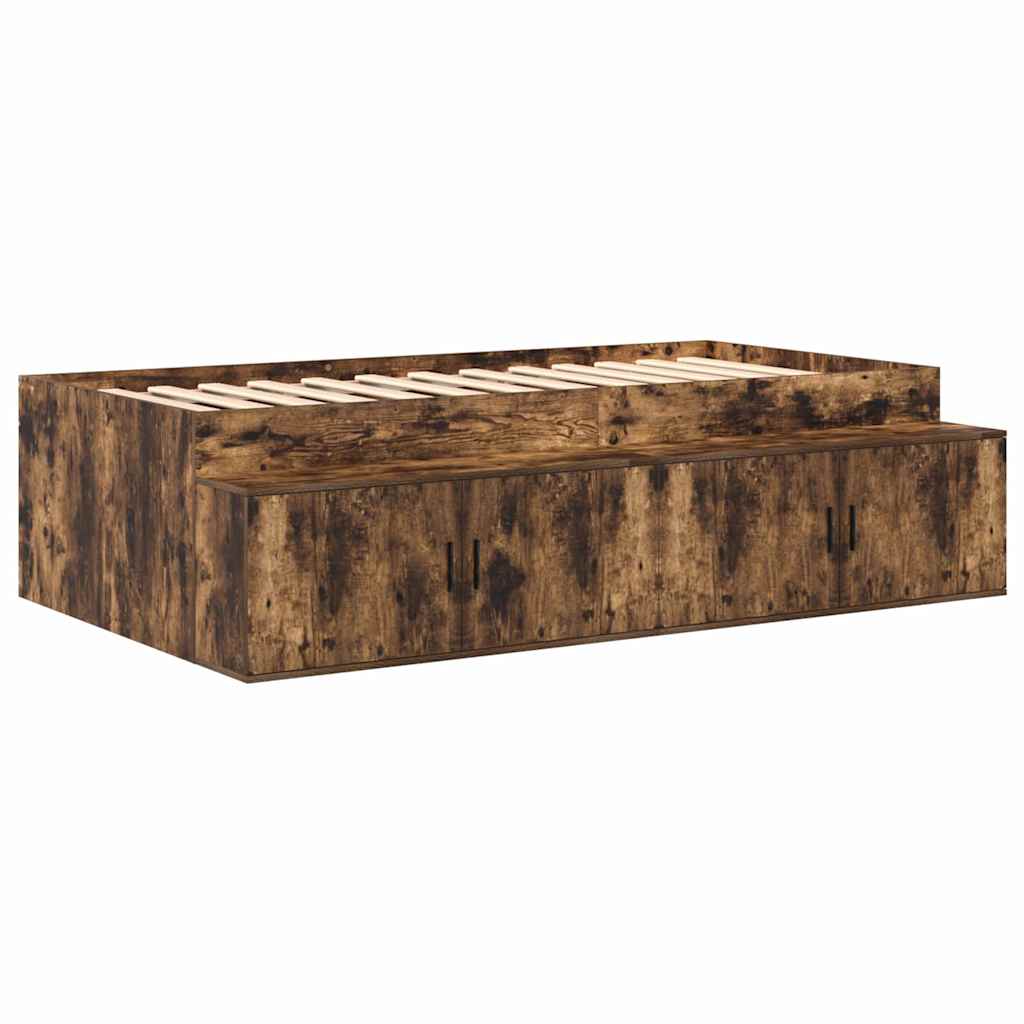 Storage Bed Frame with Storage Smoked Oak 90 cm Engineered Wood