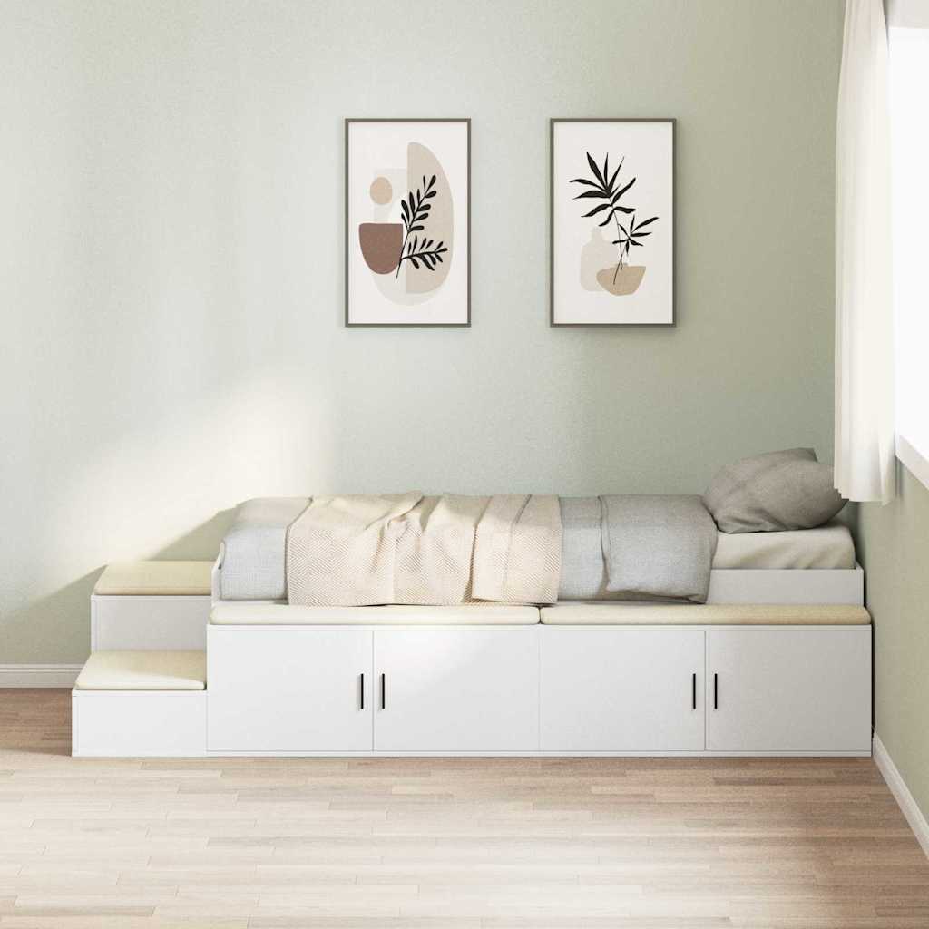 Storage Bed Frame with Storage White 75 cm Engineered Wood