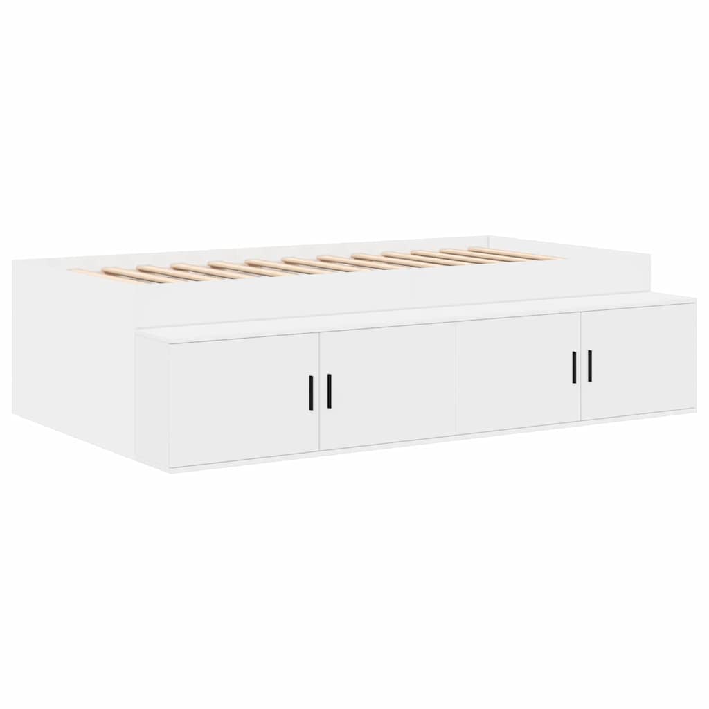Storage Bed Frame with Storage White 75 cm Engineered Wood