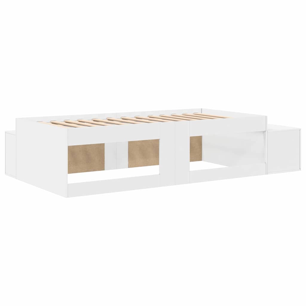 Storage Bed Frame with Storage White 75 cm Engineered Wood
