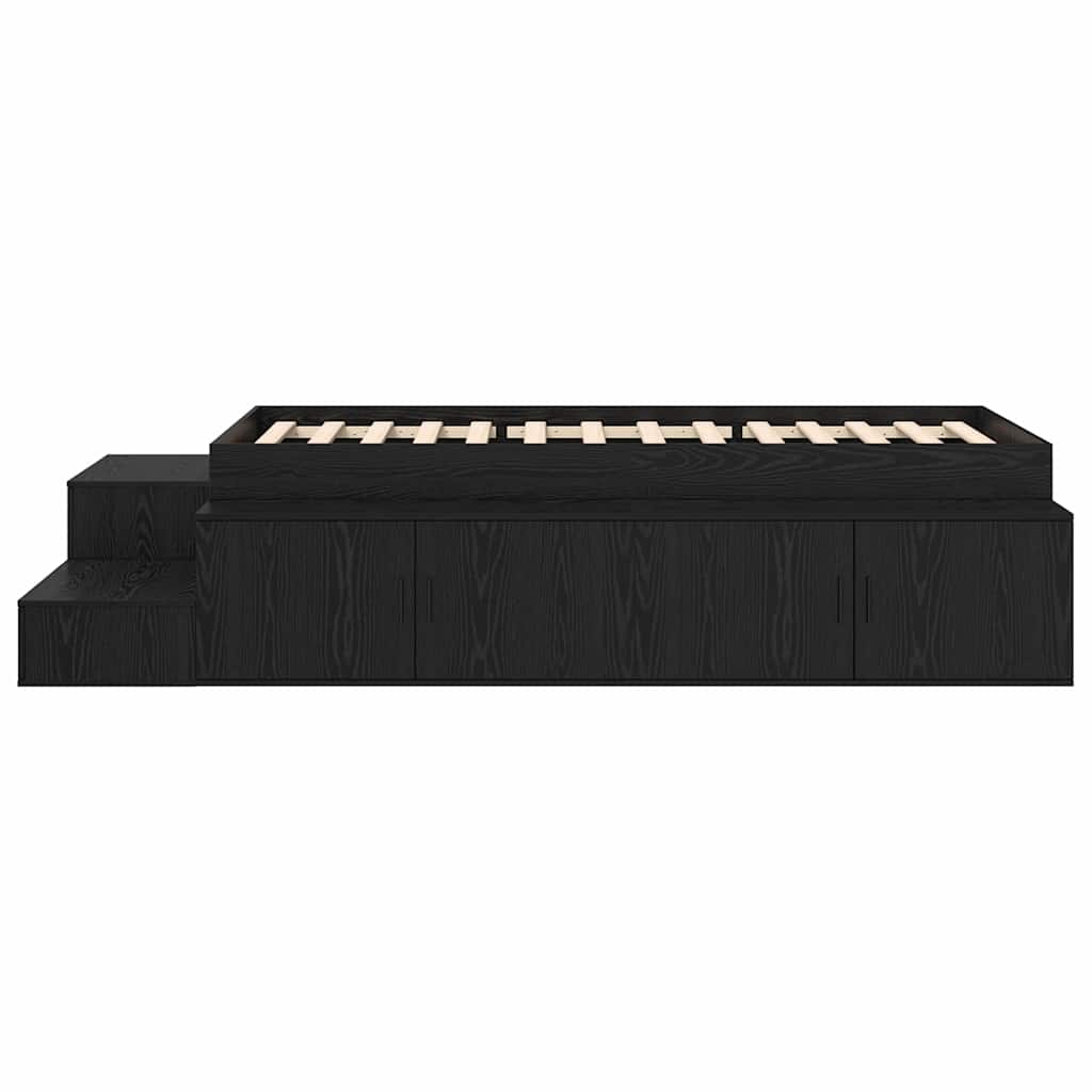 Storage Bed Frame Black oak 234 x 103 x 53.5 cm Engineered wood