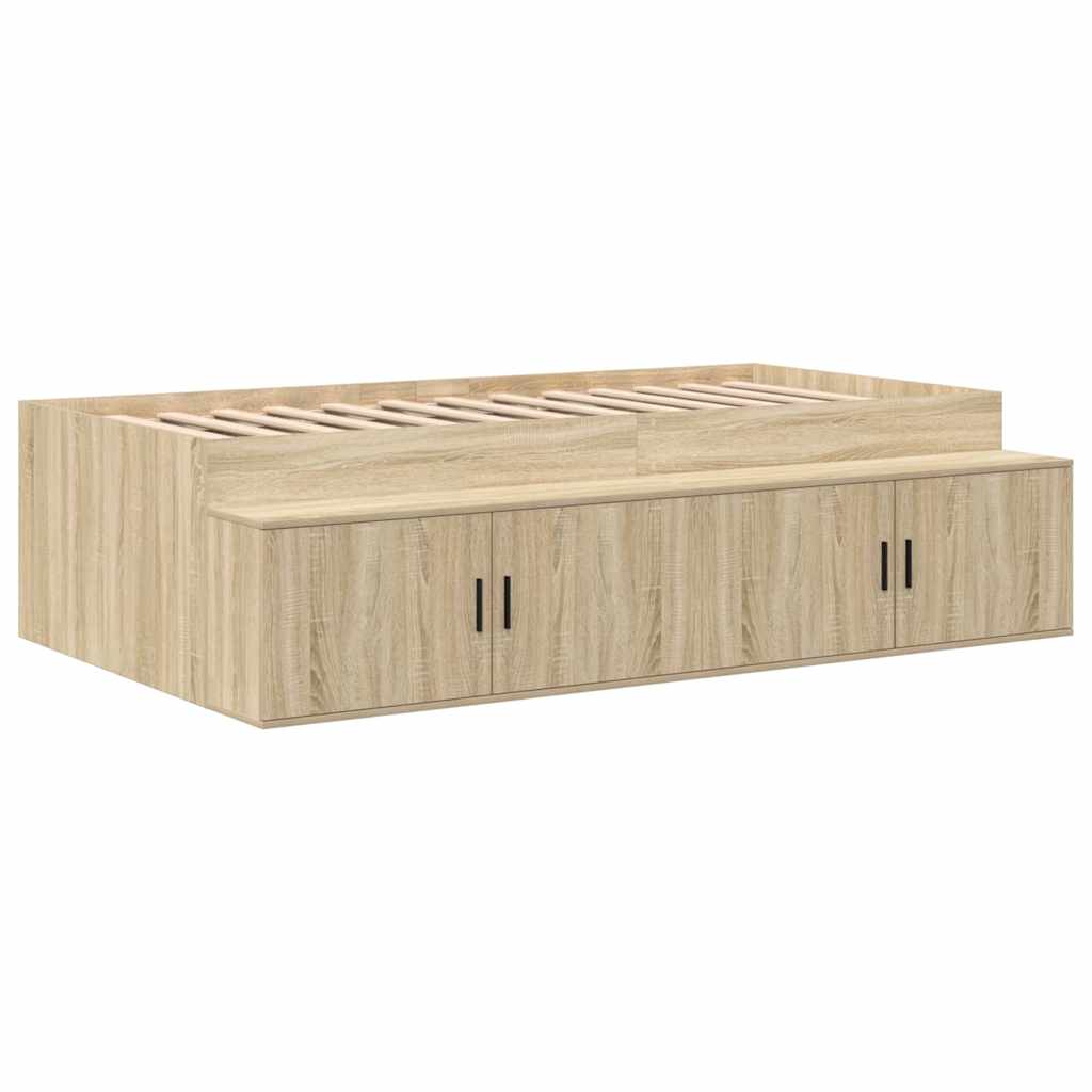Storage Bed Frame with Storage Sonoma Oak 75 cm Engineered Wood