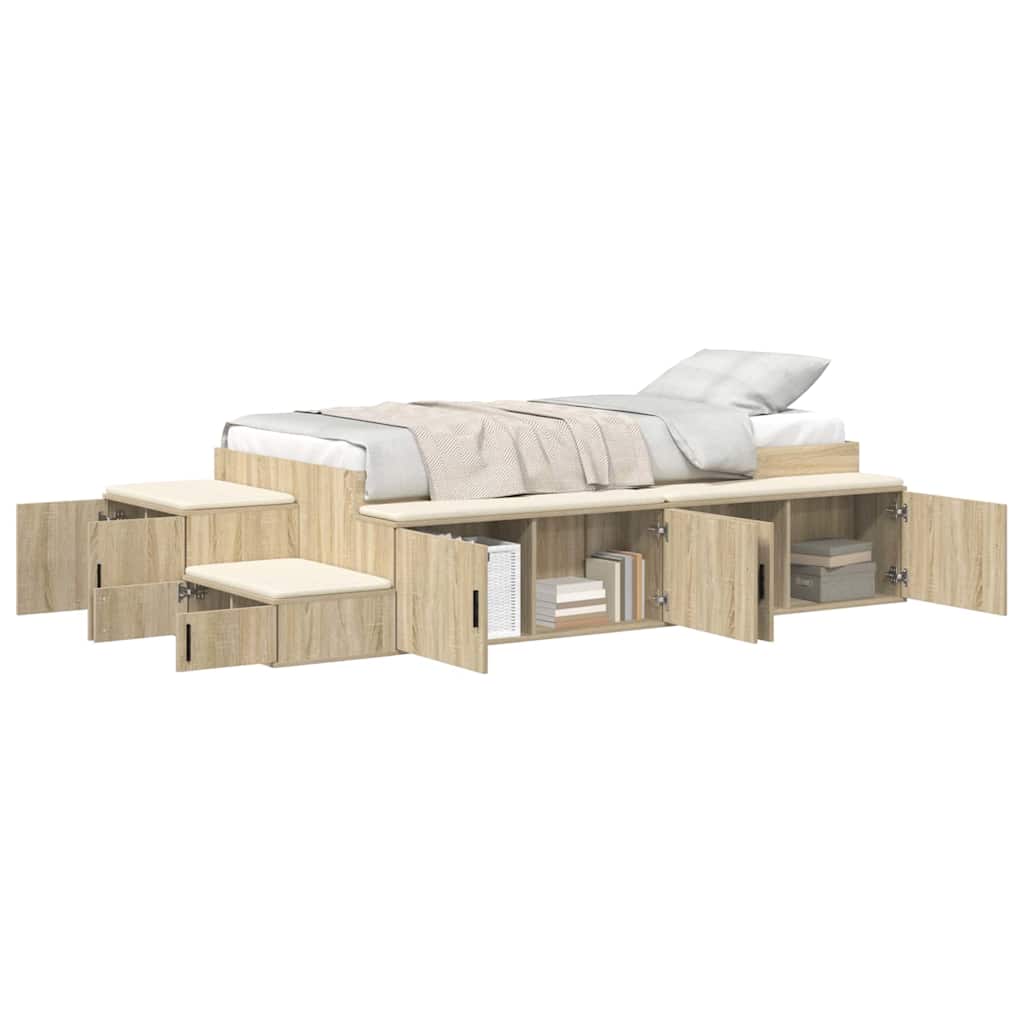 Storage Bed Frame with Storage Sonoma Oak 75 cm Engineered Wood