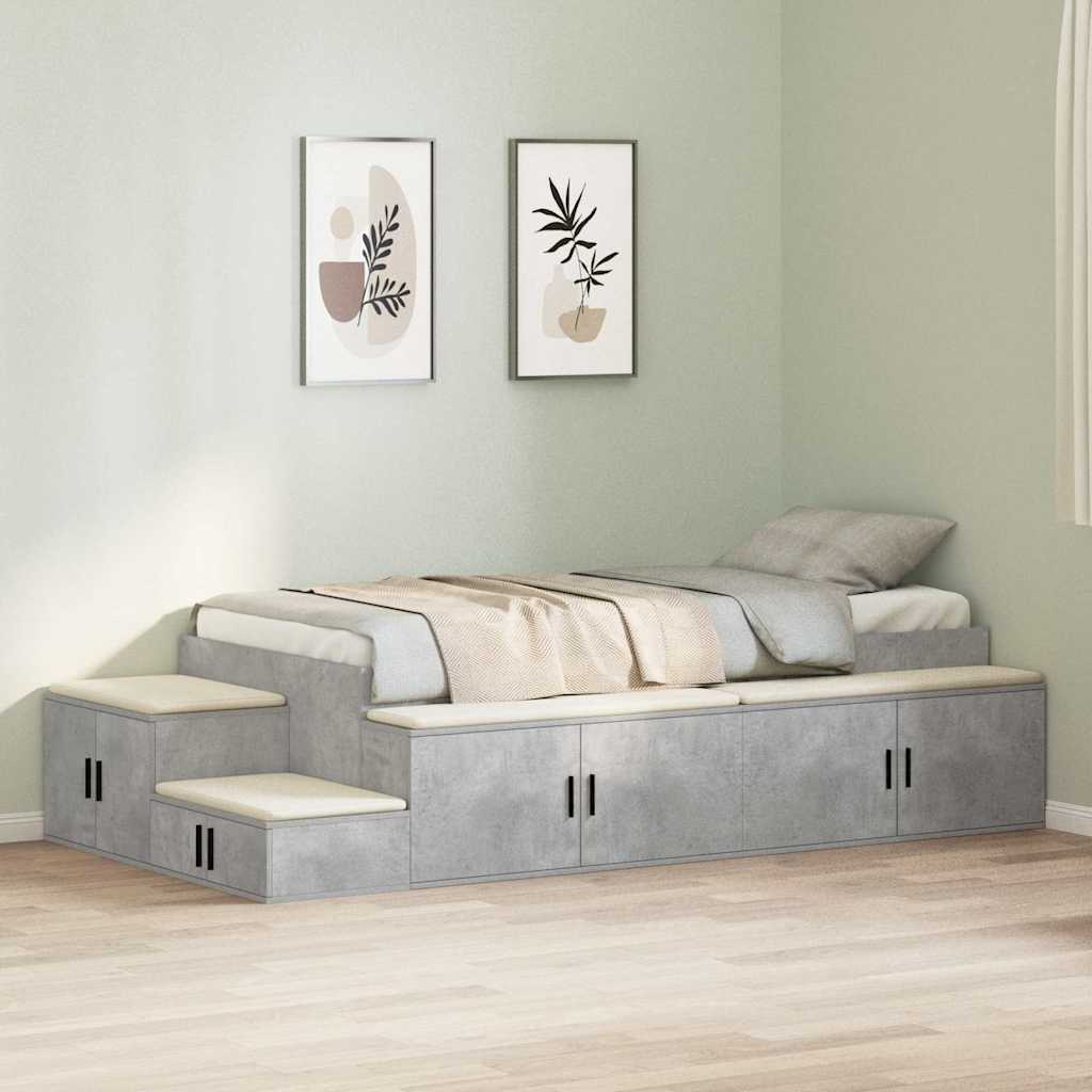 Storage Bed Frame Concrete Grey 75 cm Engineered Wood