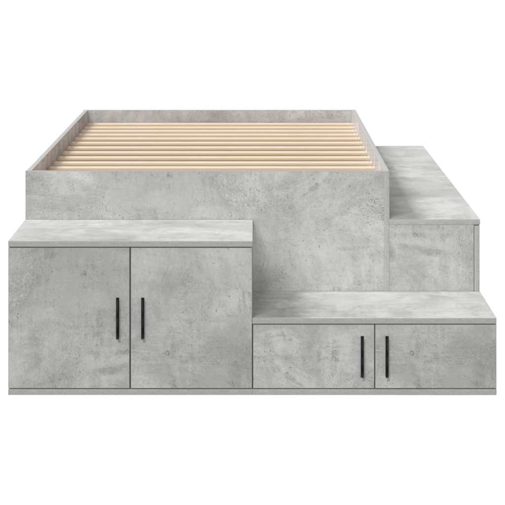 Storage Bed Frame Concrete Grey 75 cm Engineered Wood