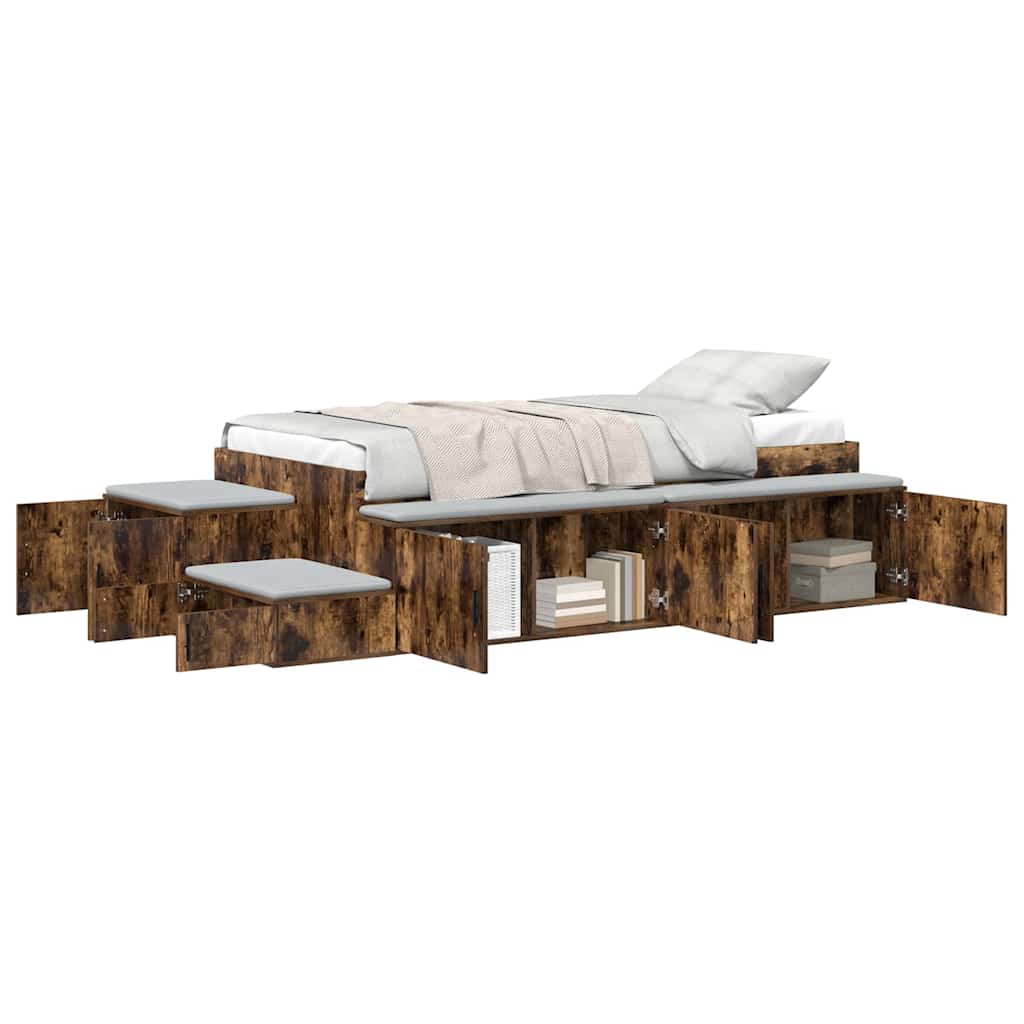 Storage Bed Frame with Storage Smoked Oak 75 cm Engineered Wood