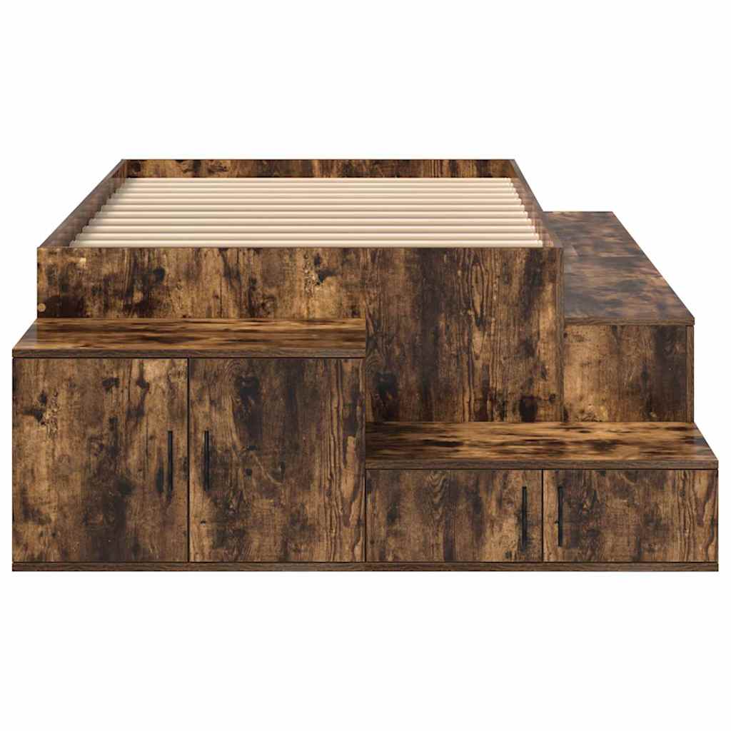 Storage Bed Frame with Storage Smoked Oak 75 cm Engineered Wood