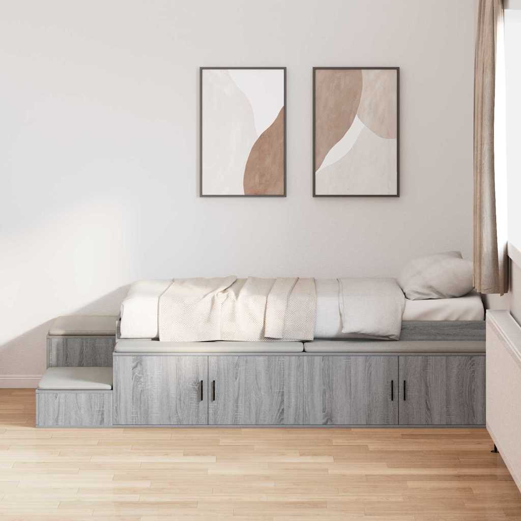 Storage Bed Frame Grey Sonoma 75 cm Engineered Wood