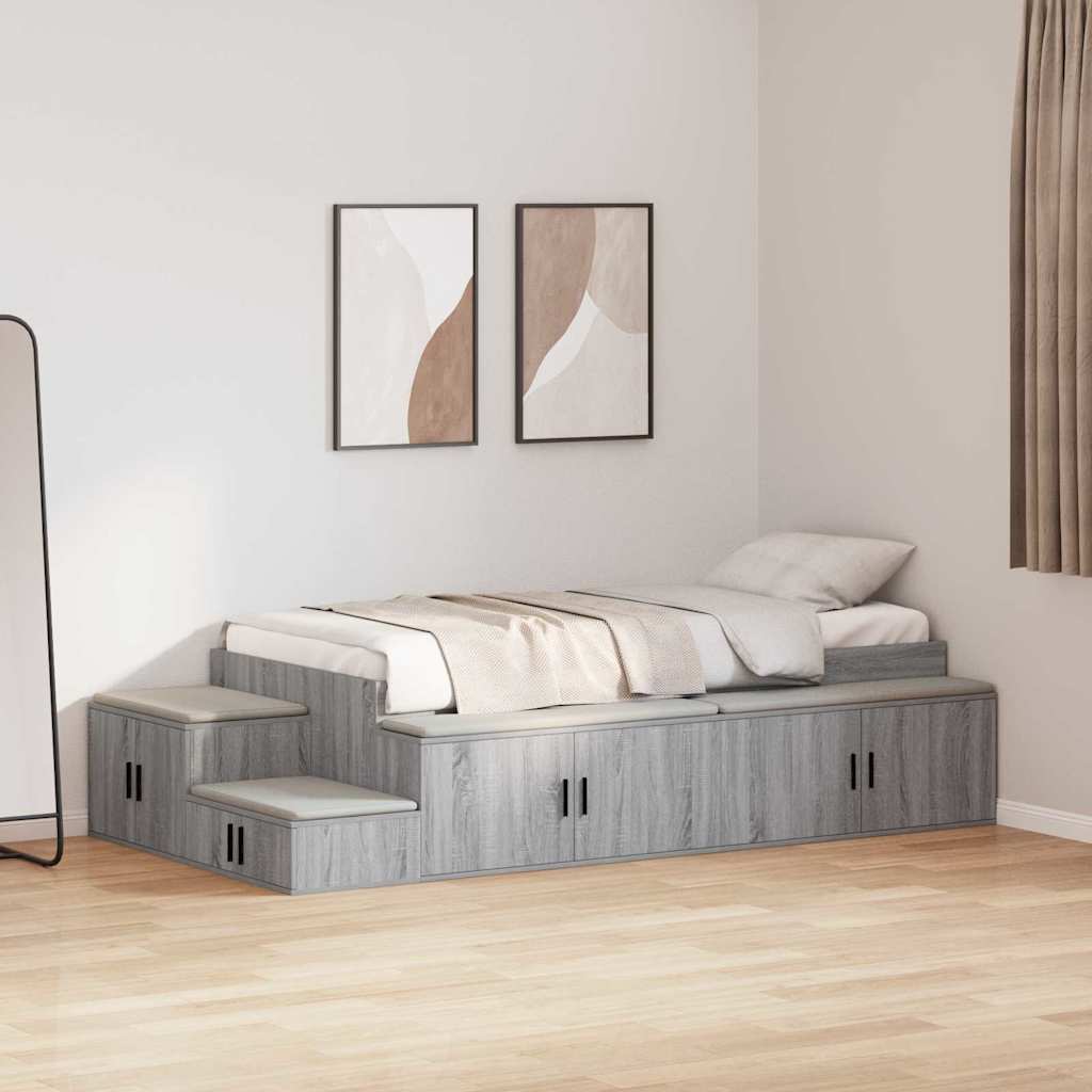 Storage Bed Frame Grey Sonoma 75 cm Engineered Wood