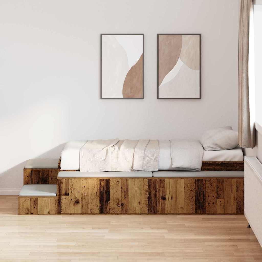 Storage Bed Frame Old wood 234 x 103 x 53.5 cm Engineered wood