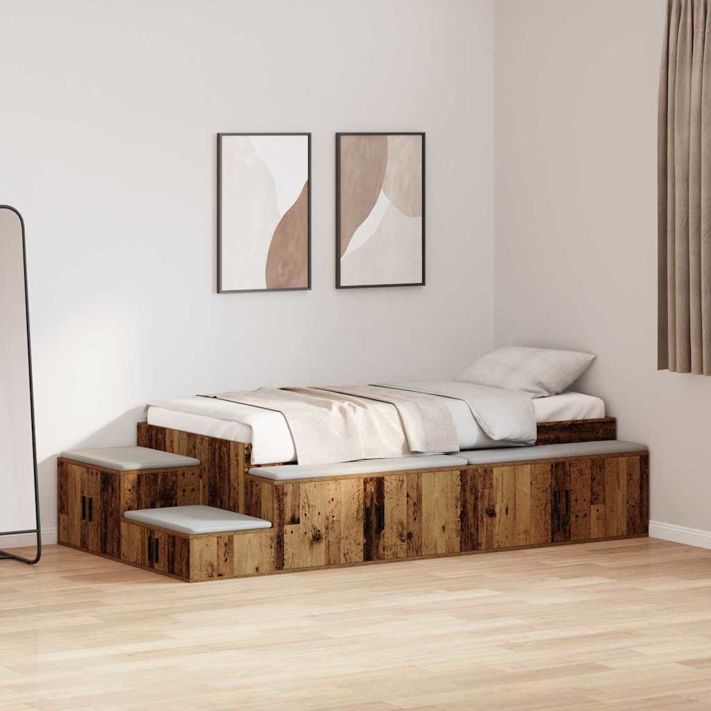Storage Bed Frame Old wood 234 x 103 x 53.5 cm Engineered wood