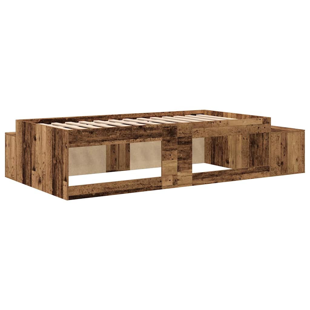 Storage Bed Frame Old wood 234 x 103 x 53.5 cm Engineered wood