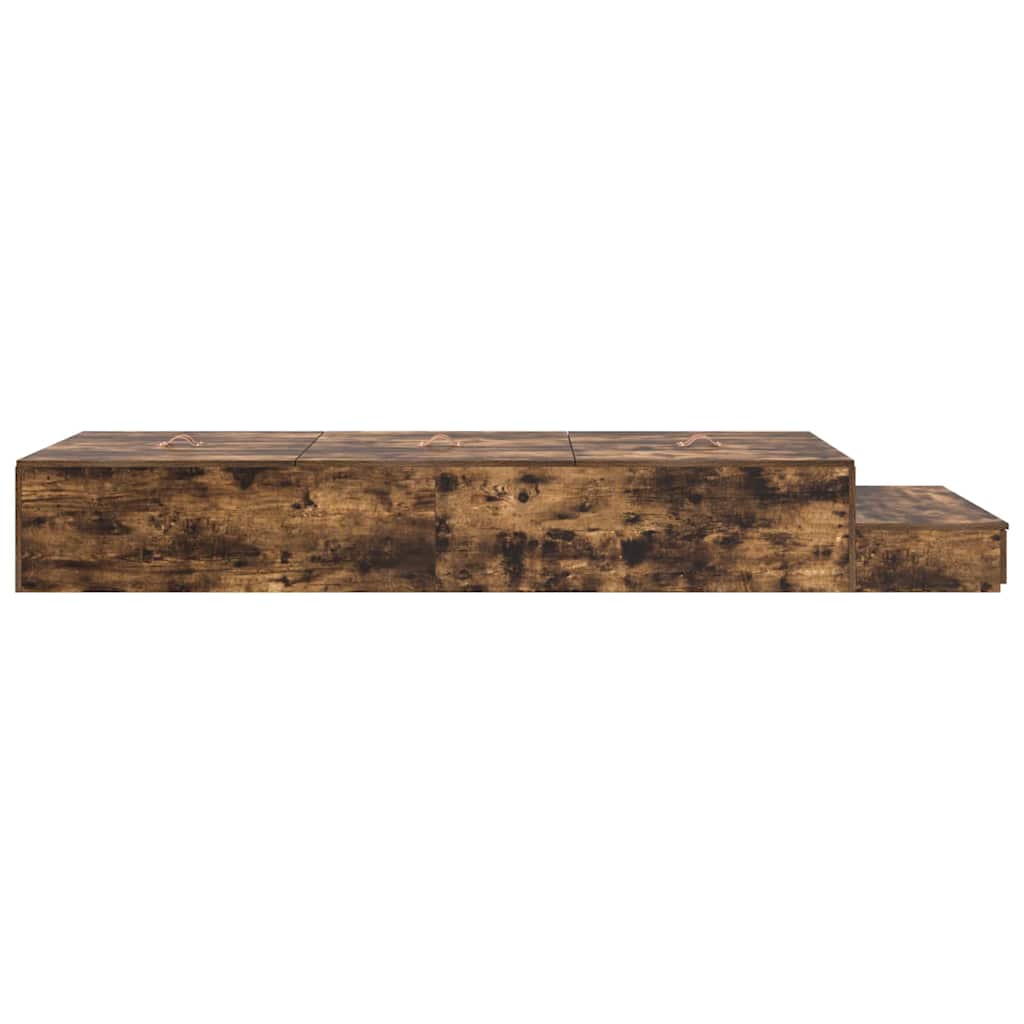 Storage Bed Frame with Drawer Smoked Oak 100 cm Engineered Wood