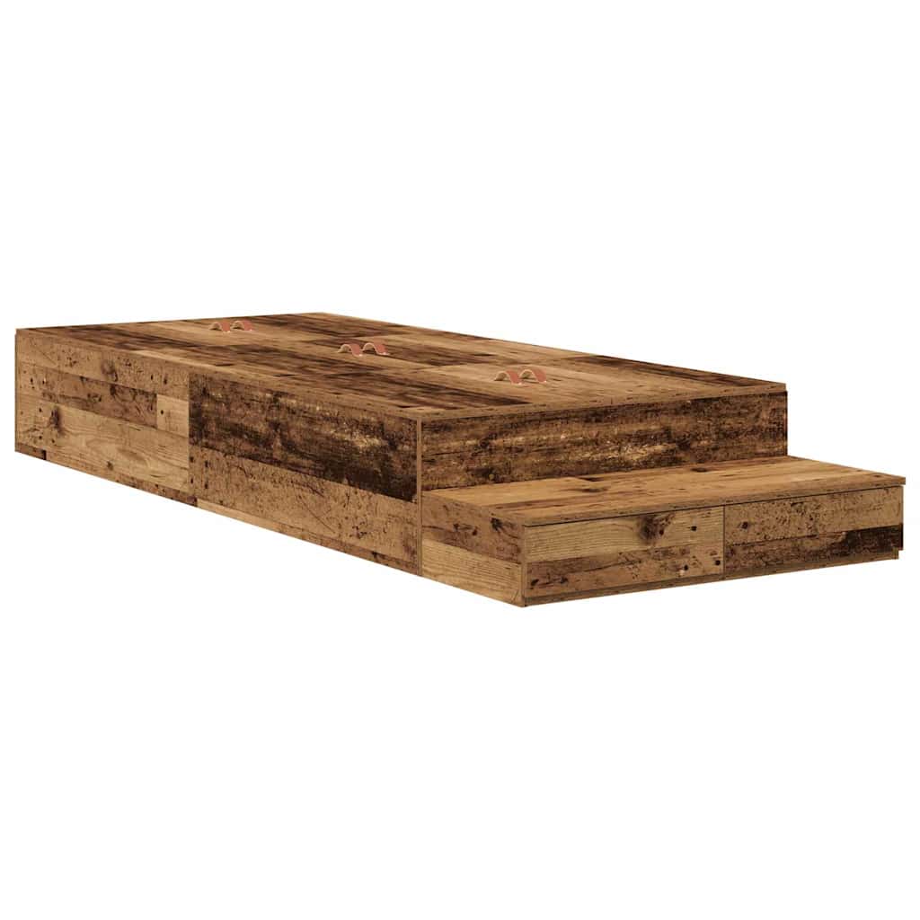 Storage Bed Frame with Drawer Old Wood 100 cm Engineered Wood