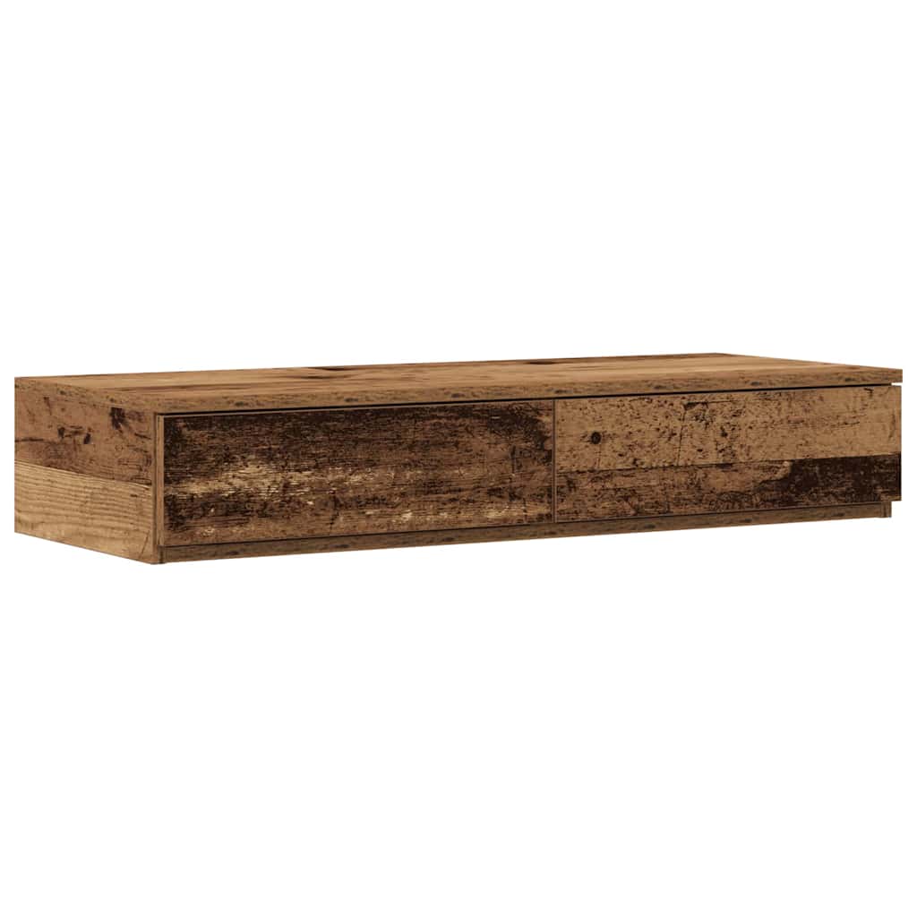 Storage Bed Frame with Drawer Old Wood 100 cm Engineered Wood