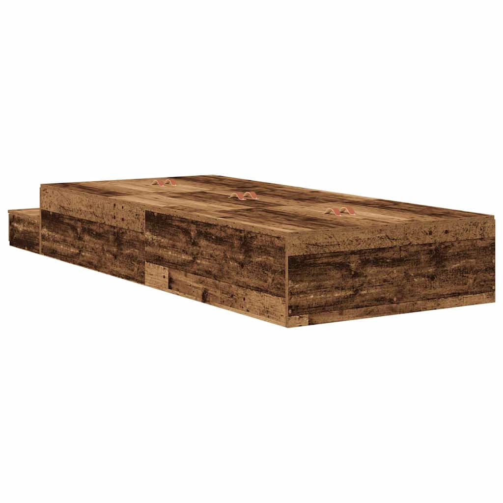 Storage Bed Frame with Drawer Old Wood 100 cm Engineered Wood