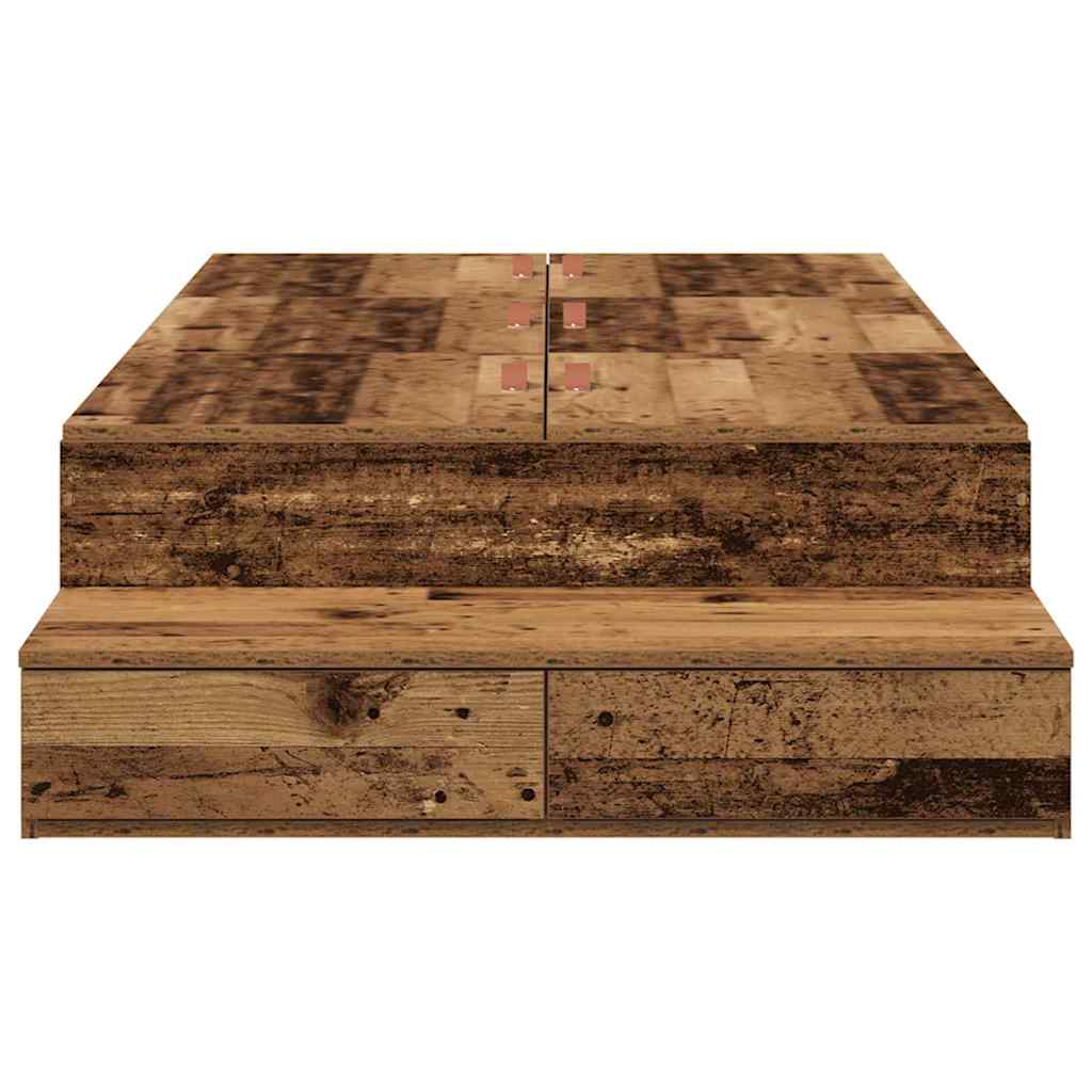 Storage Bed Frame with Drawer Old Wood 100 cm Engineered Wood