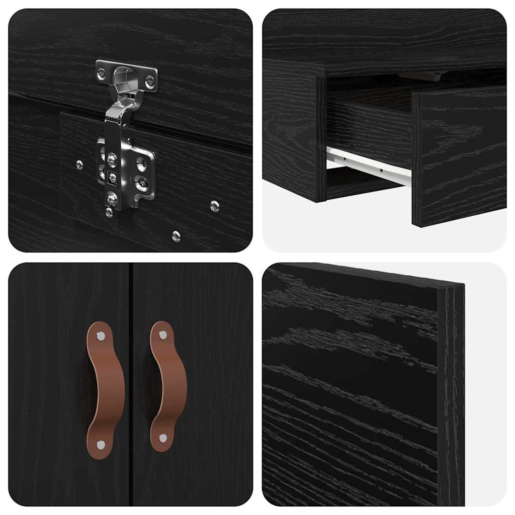 Storage Bed Frame with Drawer Black Oak 200 cm Engineered Wood