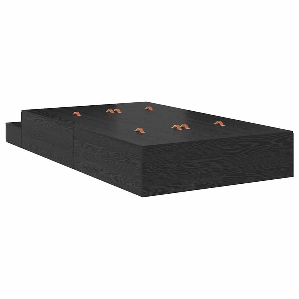 Storage Bed Frame with Drawer Black Oak 120 cm Engineered Wood