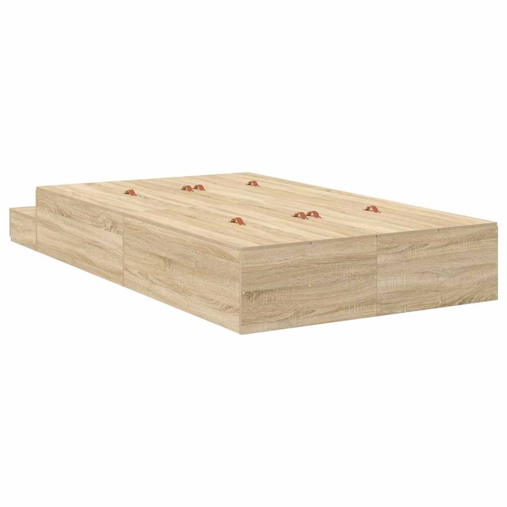 Storage Bed Frame with Drawer Sonoma Oak 120 cm Engineered Wood