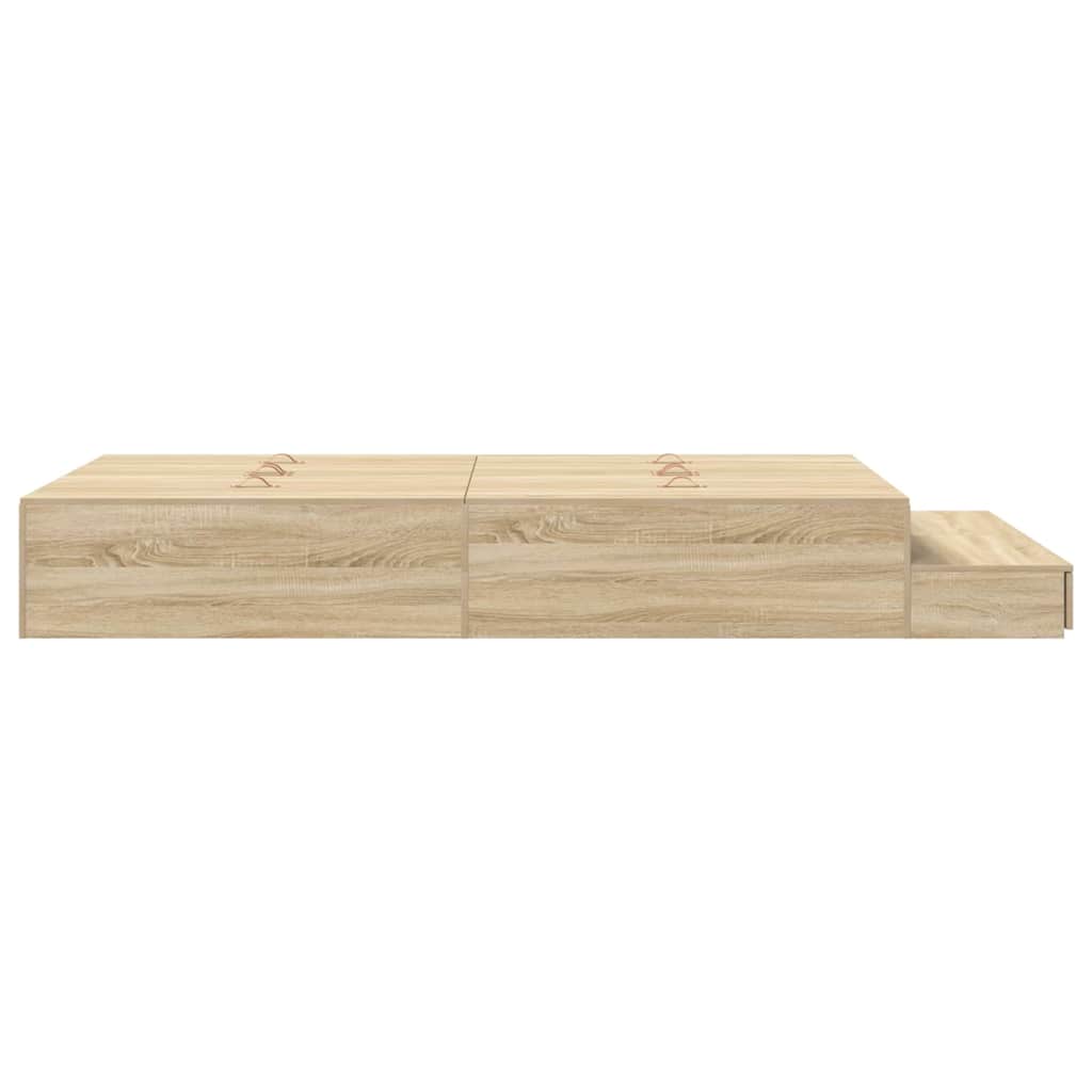 Storage Bed Frame with Drawer Sonoma Oak 120 cm Engineered Wood