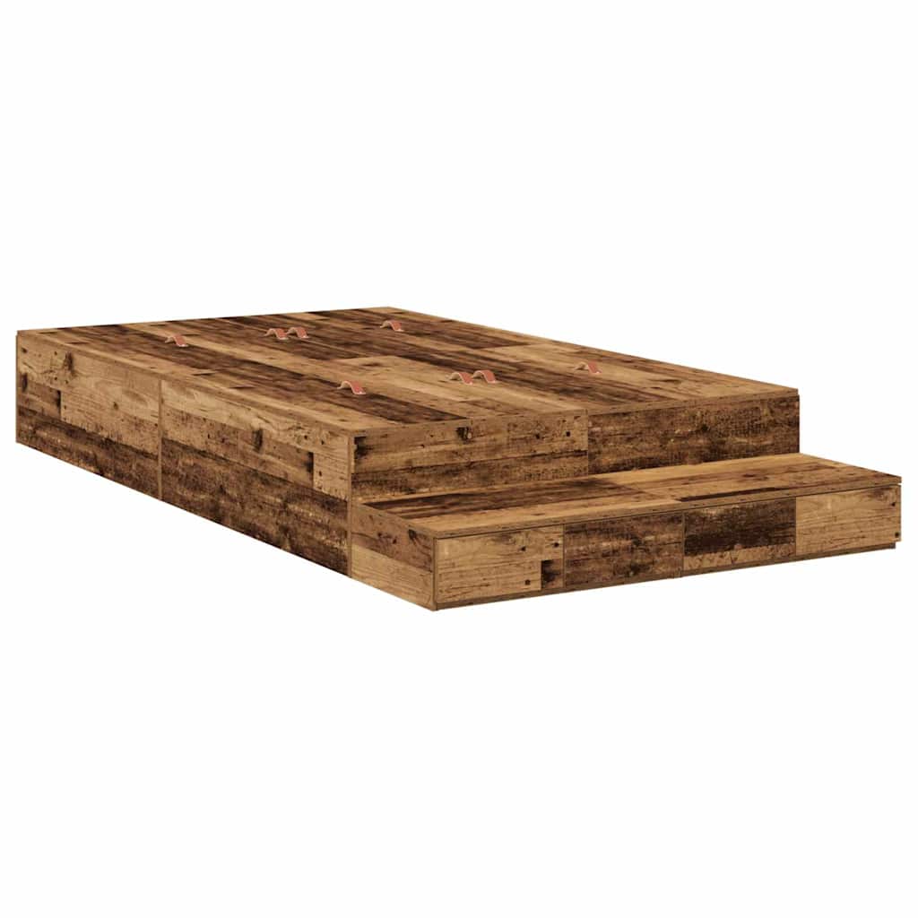 Storage Bed Frame with Drawer Old Wood 120 cm Engineered Wood