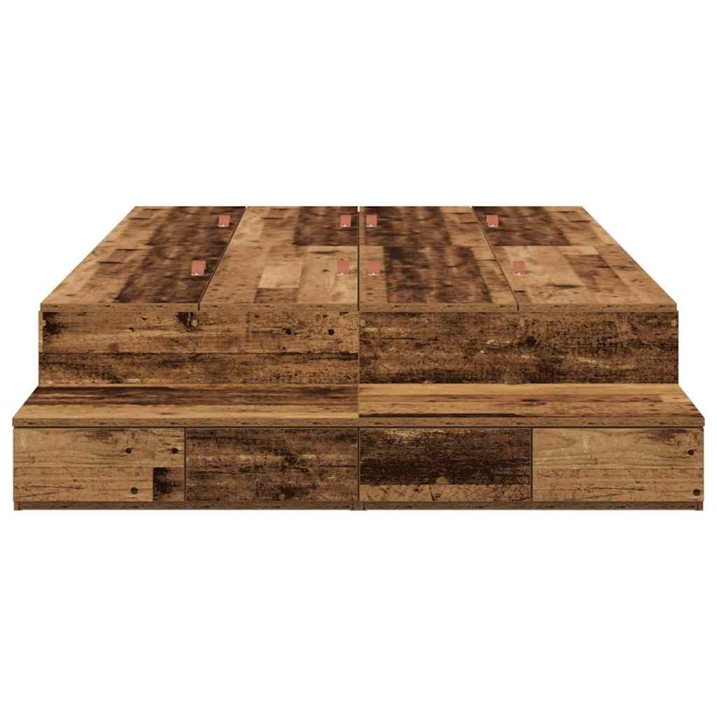 Storage Bed Frame with Drawer Old Wood 120 cm Engineered Wood