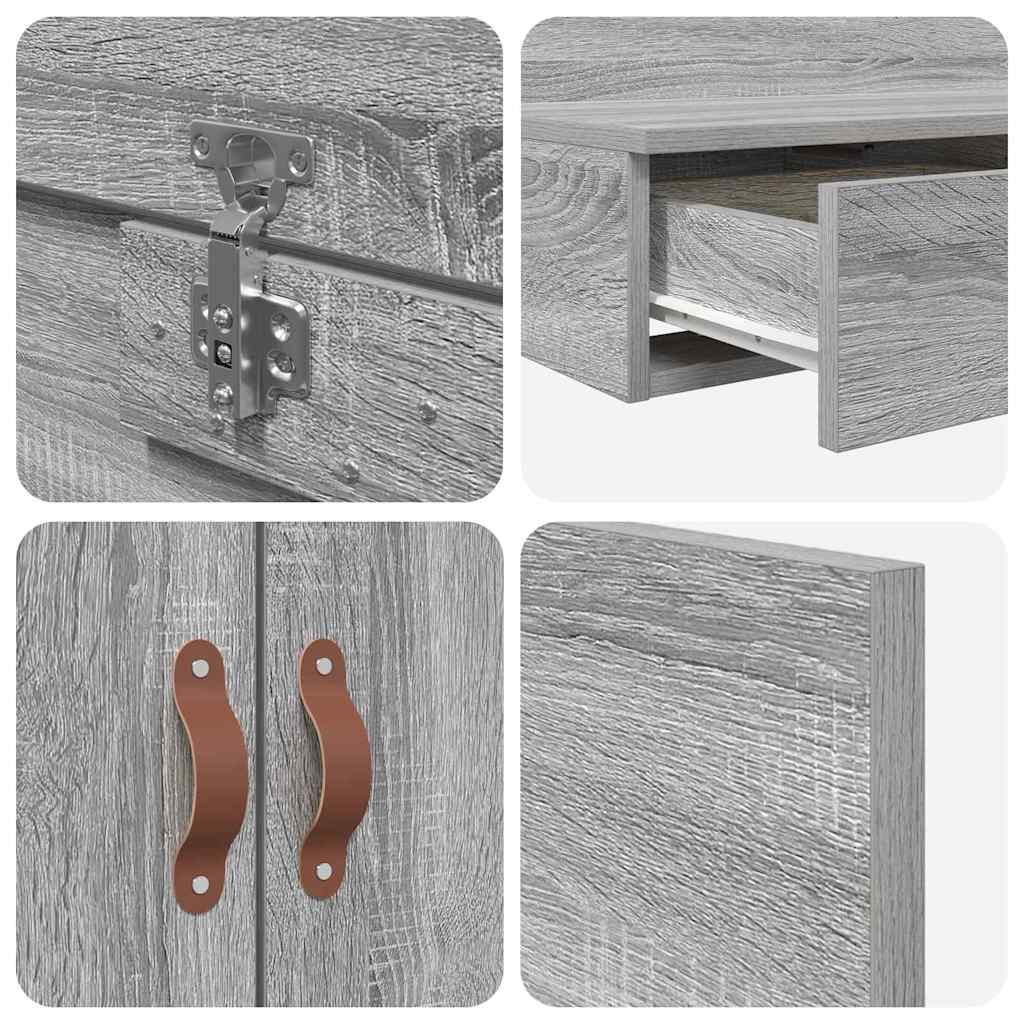 Storage Bed Frame Grey Sonoma 140 cm Engineered Wood