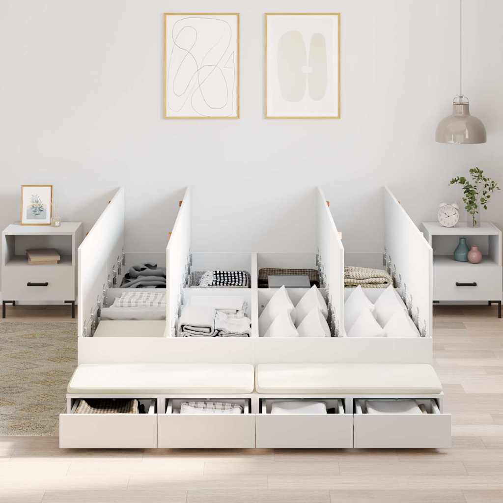 Storage Bed Frame with Drawer White 150 cm Engineered Wood