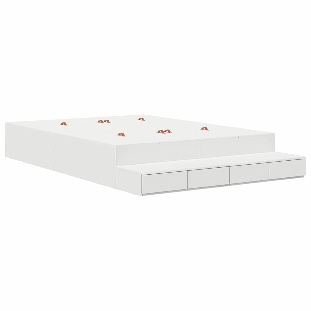 Storage Bed Frame with Drawer White 150 cm Engineered Wood