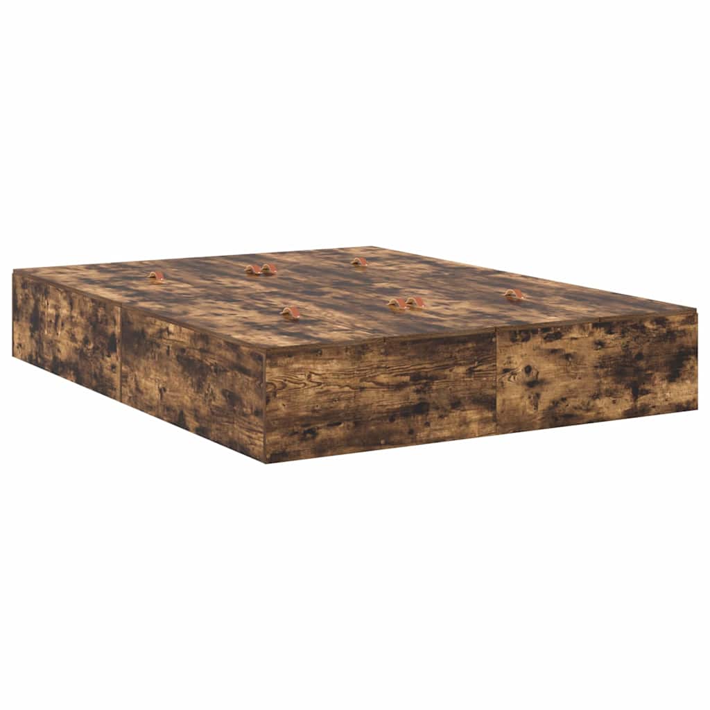 Storage Bed Frame with Drawer Smoked Oak 150 cm Engineered Wood