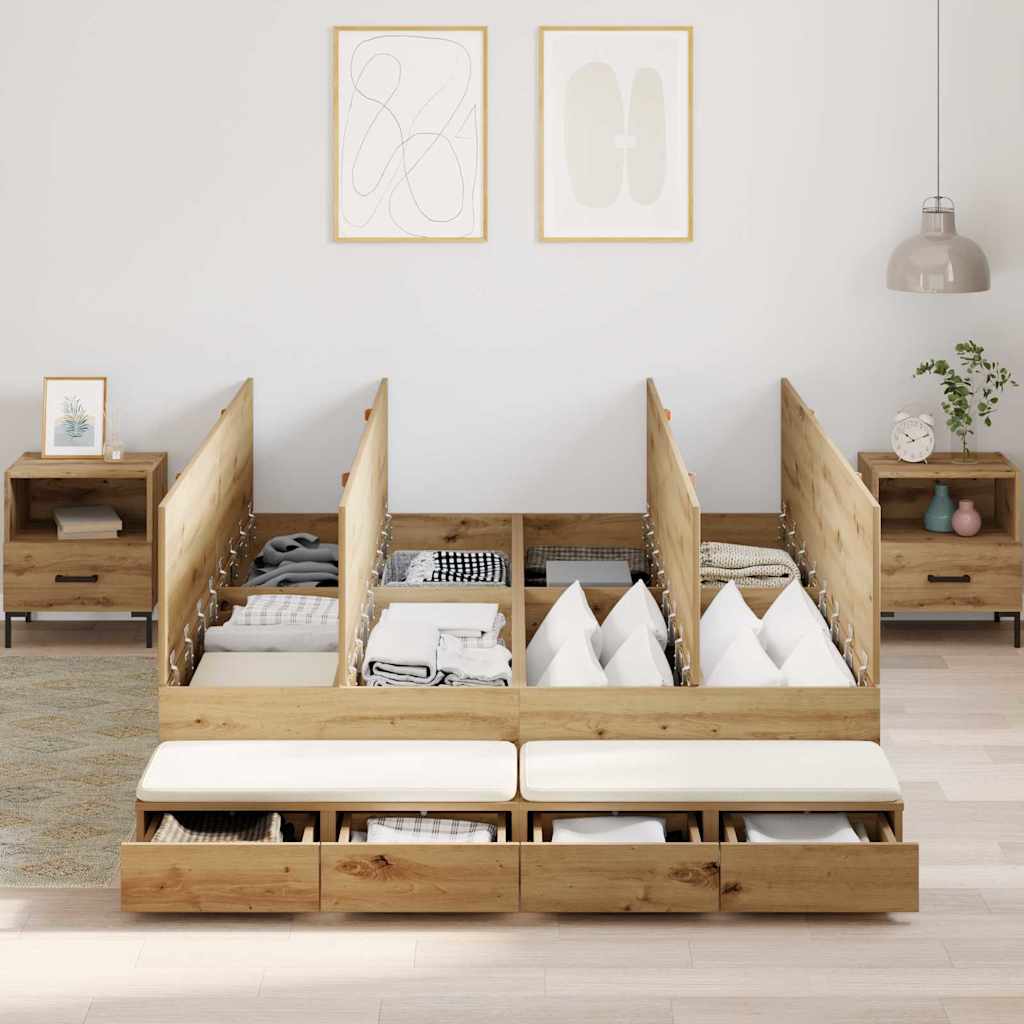 Storage Bed Frame Artisan Oak 150 cm Engineered Wood