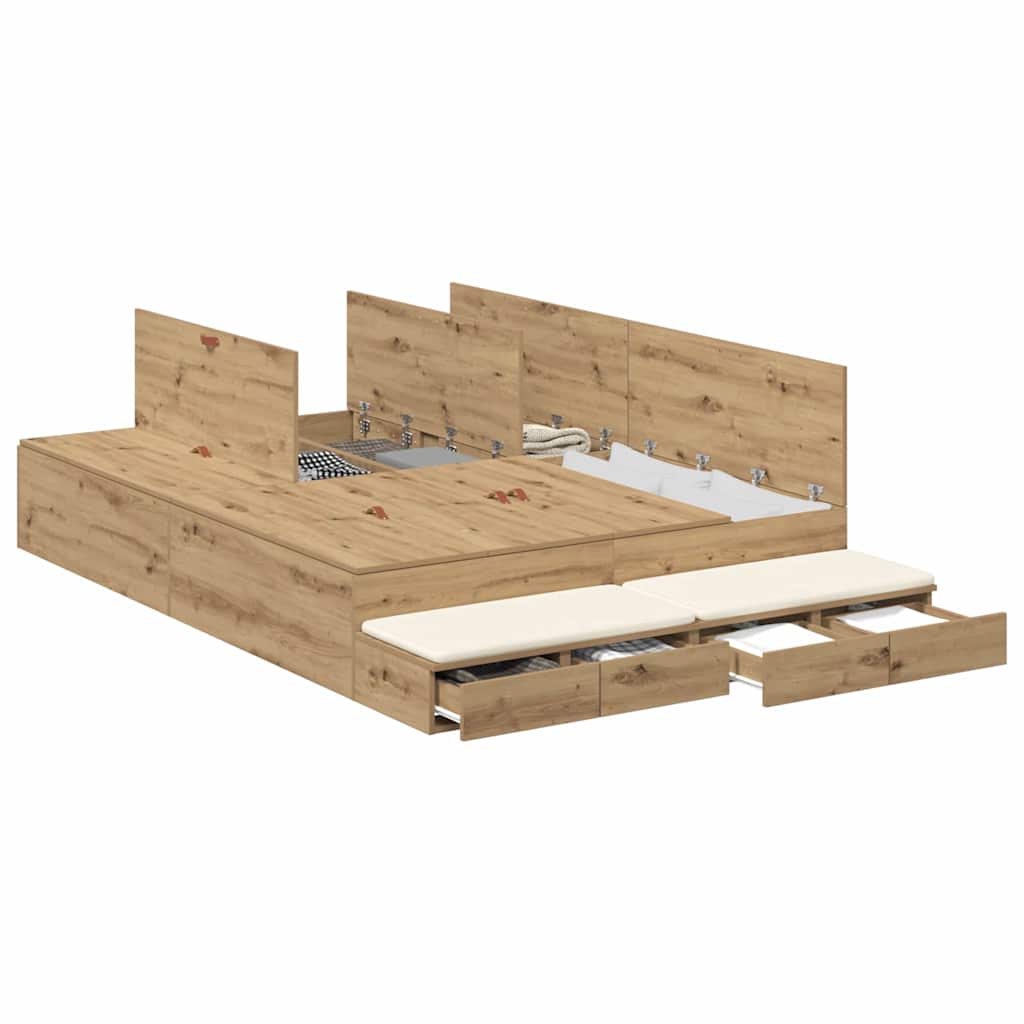 Storage Bed Frame Artisan Oak 150 cm Engineered Wood