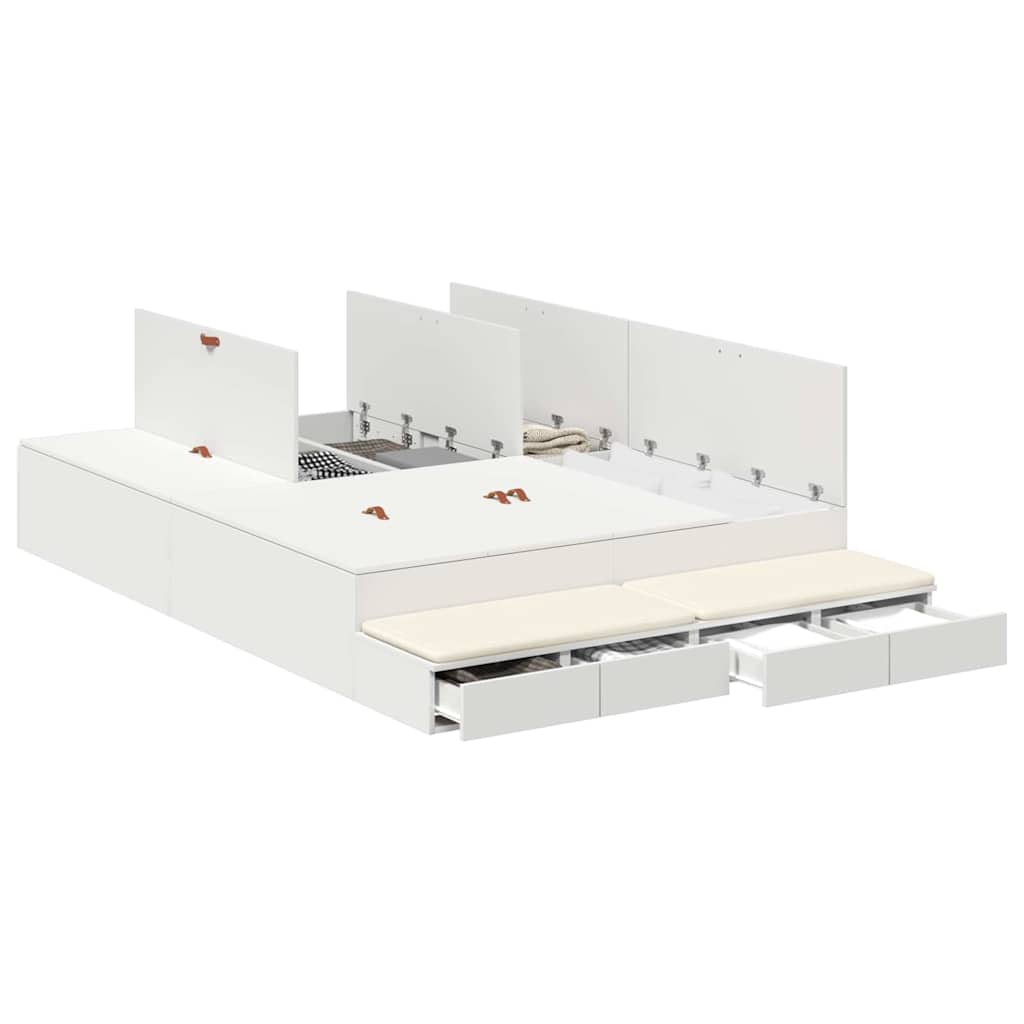 Storage Bed Frame with Drawer White 160 cm Engineered Wood